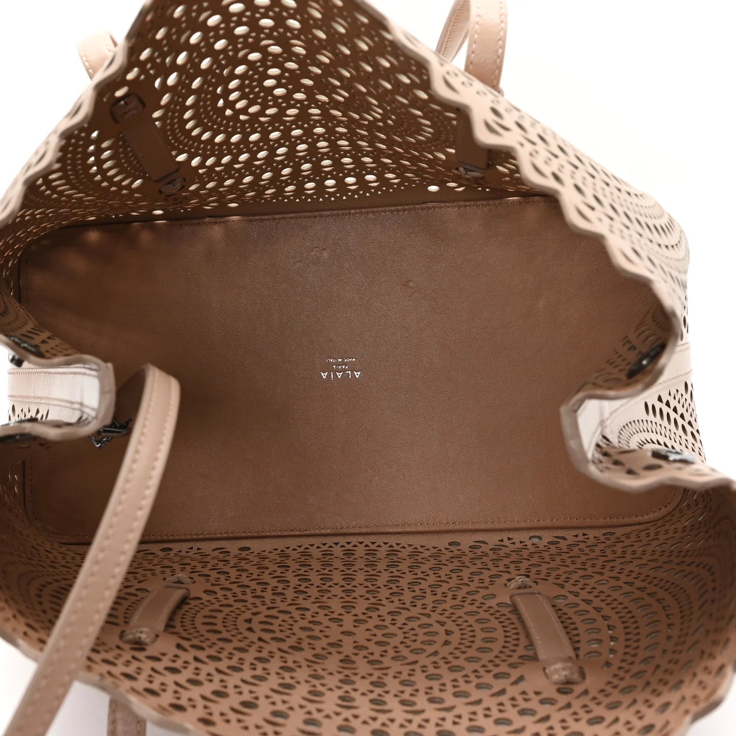 Alaia Calfskin Vienne Mina 32 Bag Sandy