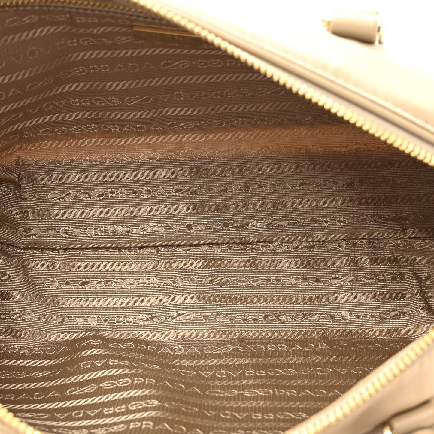 Re-Nylon Vitello Medium Top Handle Bag With Padlock Cammeo