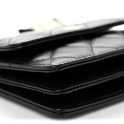Lambskin Quilted My Chanel Lady Card Holder On Chain Black