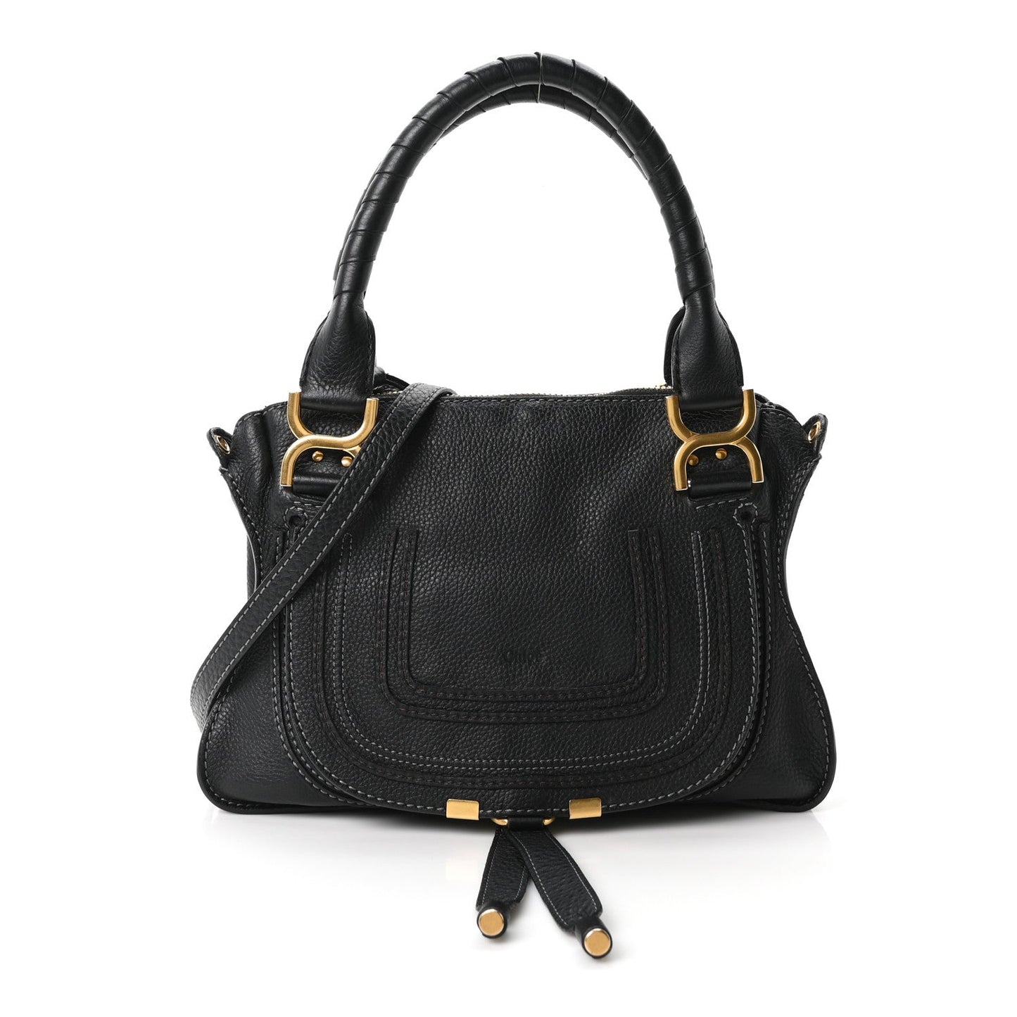 Calfskin Small Marcie Satchel Black