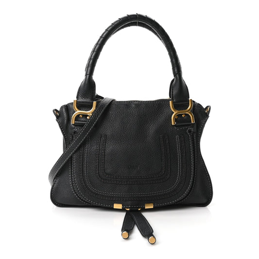Calfskin Small Marcie Satchel Black
