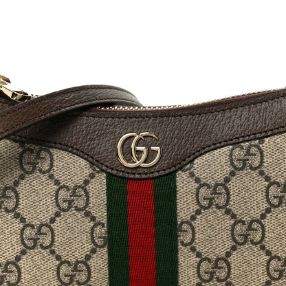 GG Supreme Monogram Textured Dollar Calfskin Web Mini Ophidia Shoulder Bag Beige Ebony New Acero