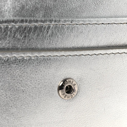 Metallic Calfskin Continental Wallet On Chain Argento