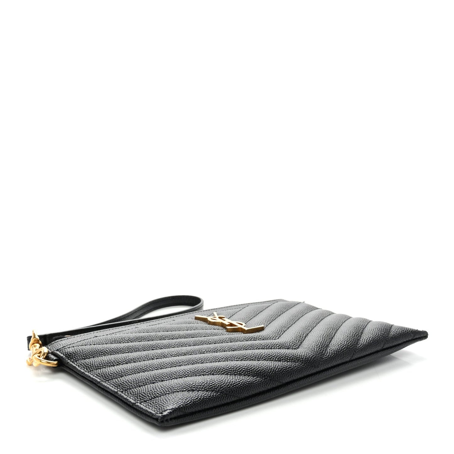 Grain De Poudre Chevron Monogram Large Bill Pouch Black