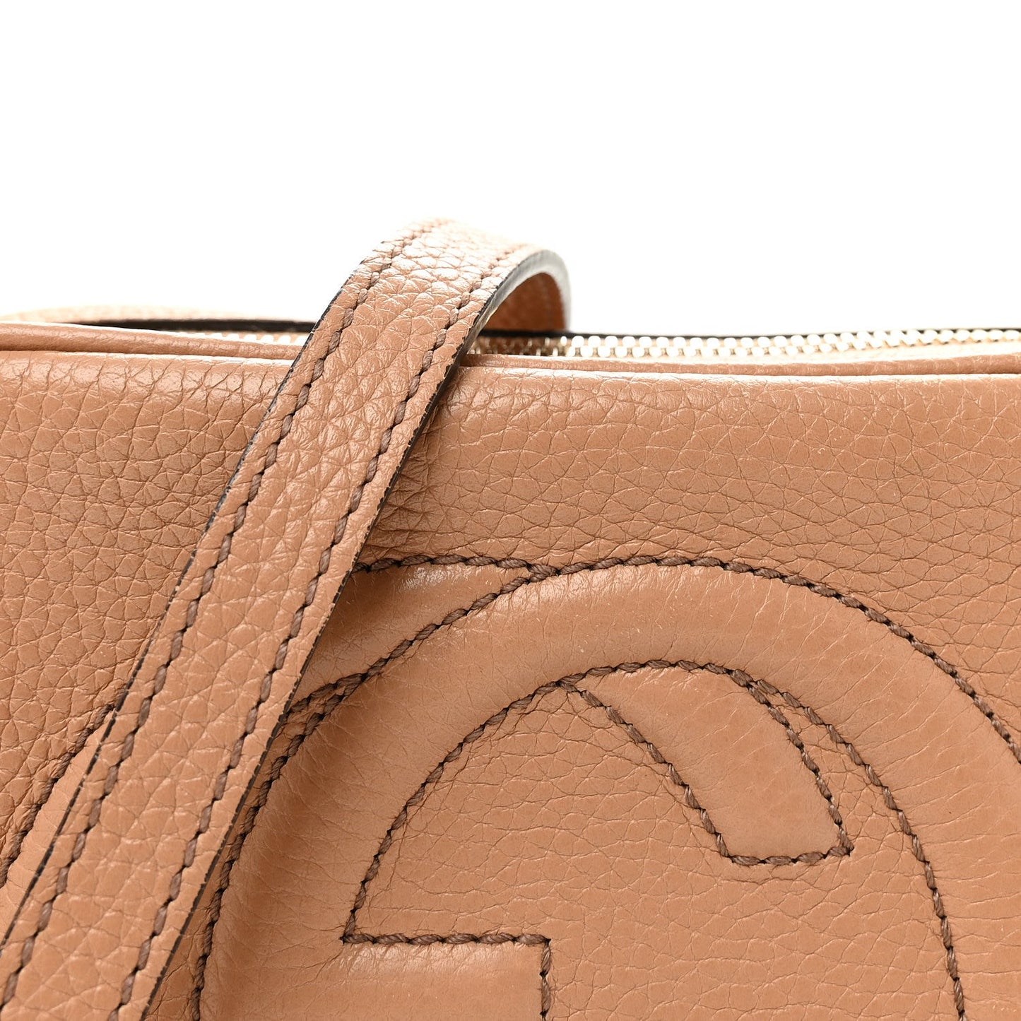 Pebbled Calfskin Small Soho Disco Bag Camelia