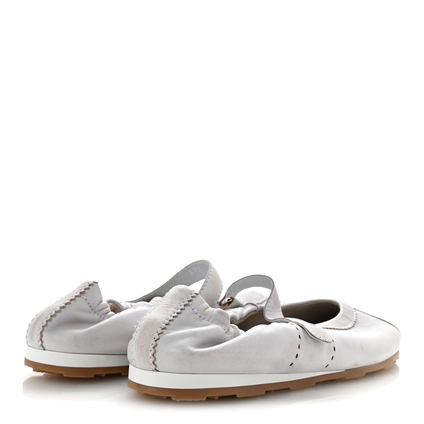 Bleached Nappa Womens Plume Mary Jane Ballerina Sneakers 37.5 Bianco