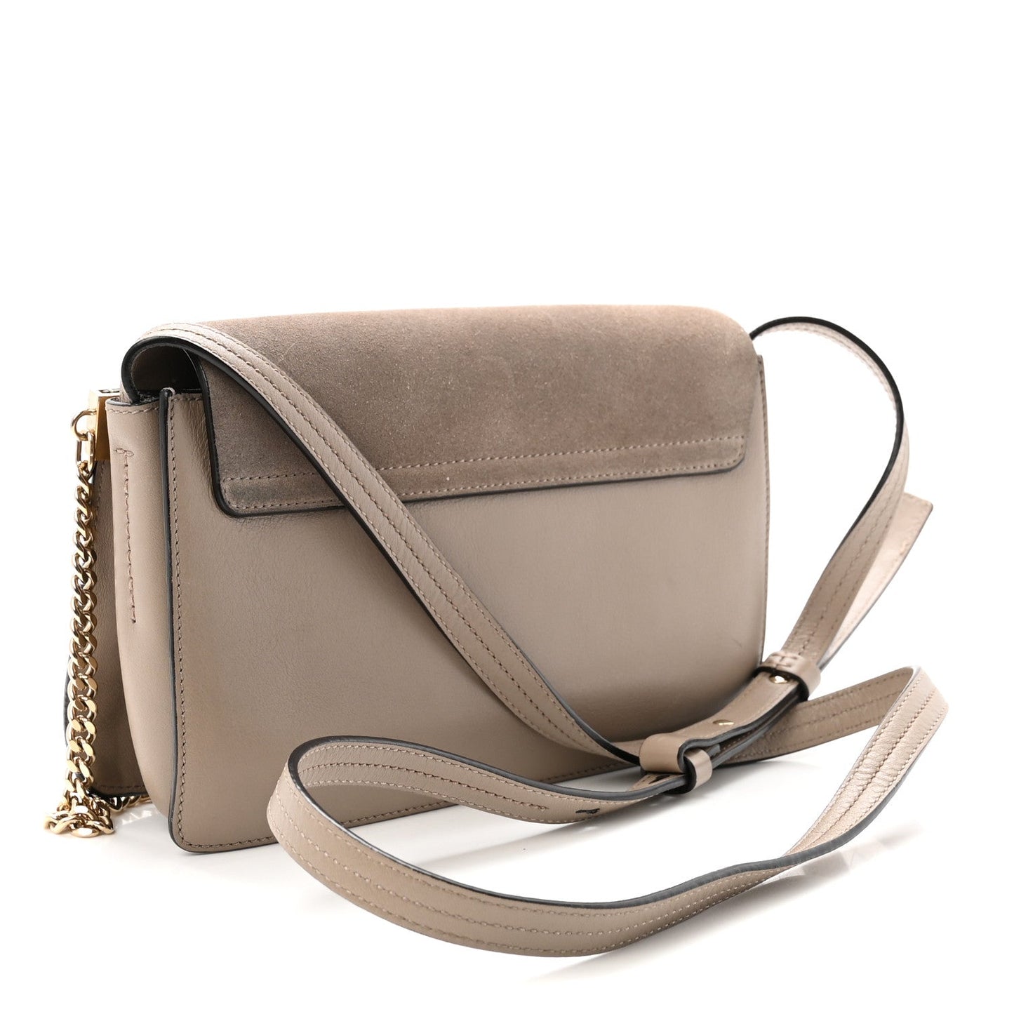 Suede Calfskin Small Faye Shoulder Bag Motty Grey