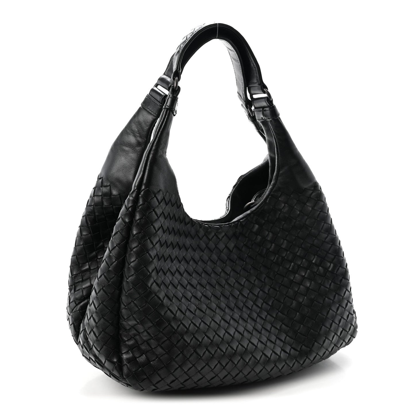 Nappa Intrecciato Medium Campana Shoulder Bag Black