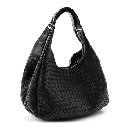 Nappa Intrecciato Medium Campana Shoulder Bag Black