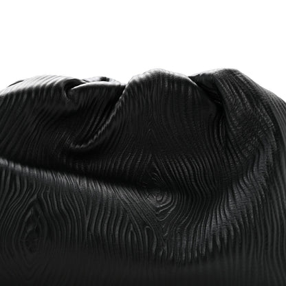 Bark Calfskin Embossed The Pouch Oversized Clutch Black