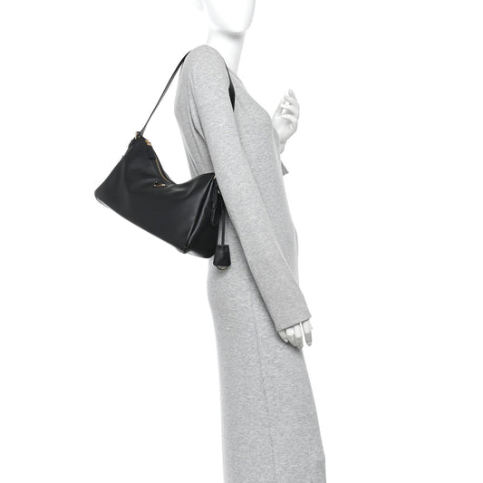 Soft Calfskin Large Aimée Shoulder Bag Black