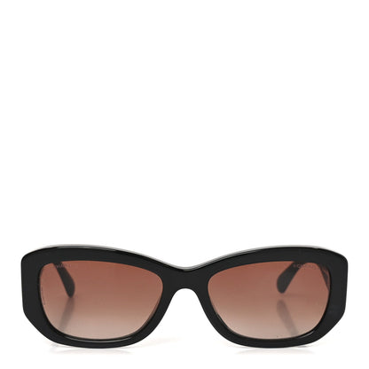 Acetate Rectangle Sunglasses 5493-A Black Brown