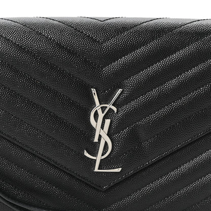 Grain De Poudre Matelasse Chevron Monogram Envelope Clutch Black