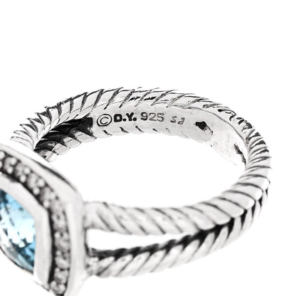 Sterling Silver Diamond Blue Topaz 7mm Petite Albion Ring 53 6.5