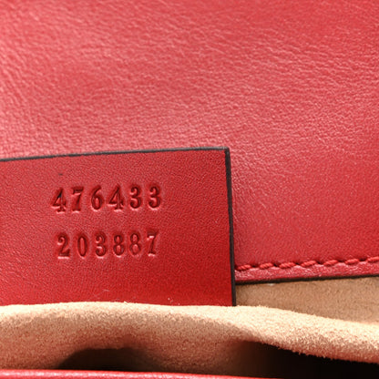 Calfskin Matelasse Super Mini GG Marmont Shoulder Bag Hibiscus Red