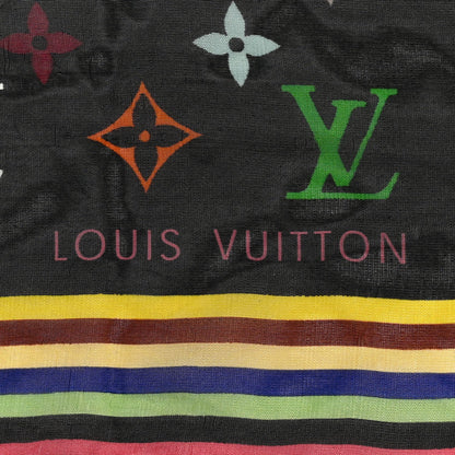 Silk Multicolor Square Scarf Black
