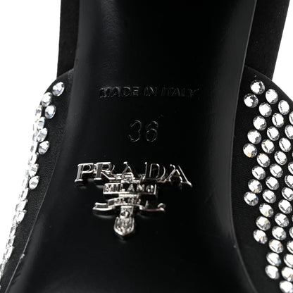 Satin Crystal Logo 90mm Slide Sandals 36 Cristal