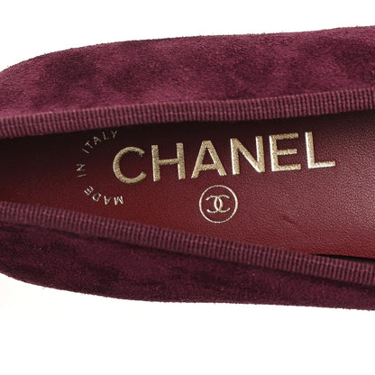 Suede Patent Cap Toe CC Ballerina Flats 37.5 Burgundy