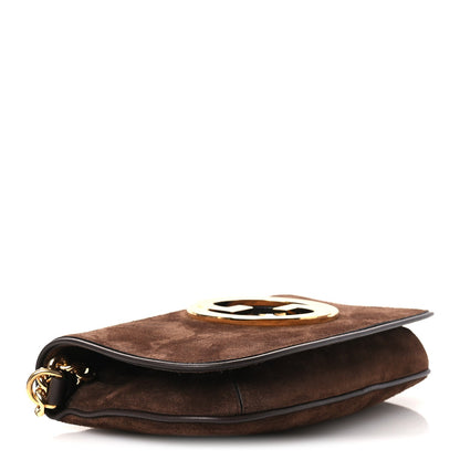 Suede Talco Roxy Calfskin Blondie Chain Shoulder Flap Bag Burnt Satin