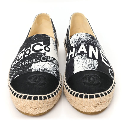Printed Canvas Grosgrain 31 Rue Cambon Espadrilles 37 Black White