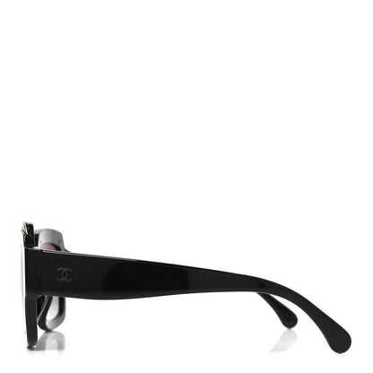 Acetate Rectangle Logo Sunglasses 71506A Black Gold