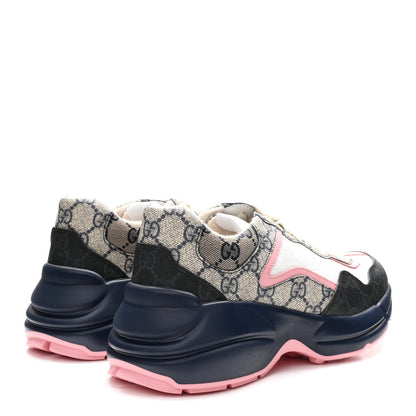 GG Supreme Monogram Mix Monogram Womens Rhyton Sneakers 37.5 Black Blue