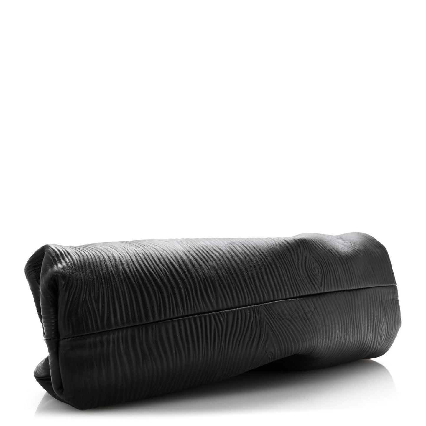 Bark Calfskin Embossed The Pouch Oversized Clutch Black