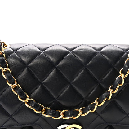 Lambskin Quilted Small Double Flap Bag Black