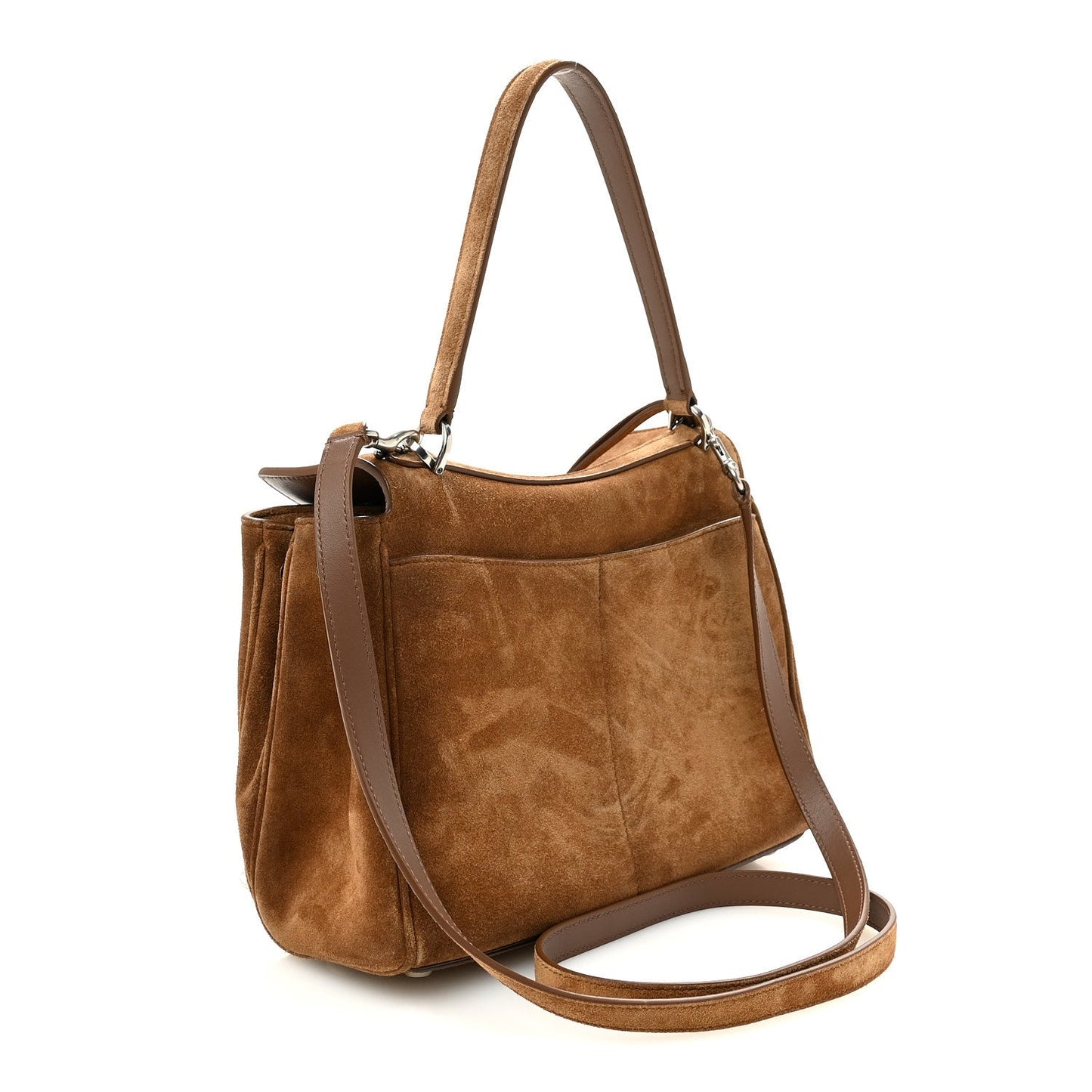 Waxed Suede Small Rodeo Top Handle Handbag Camel