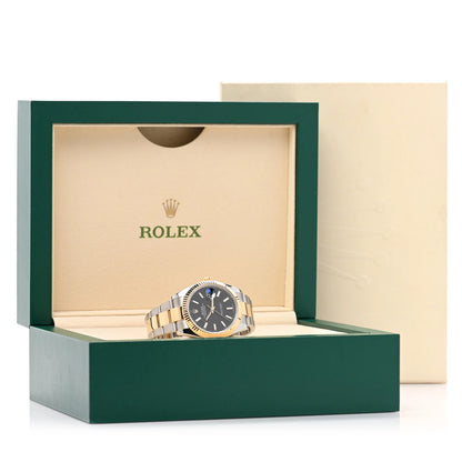Rolex Stainless Steel 18K Yellow Gold 41mm Oyster Perpetual Datejust Watch Black 126333