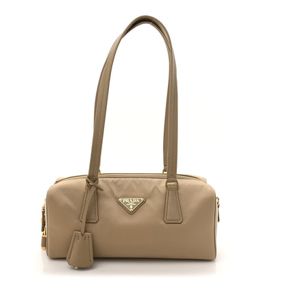 Re-Nylon Vitello Medium Top Handle Bag With Padlock Cammeo