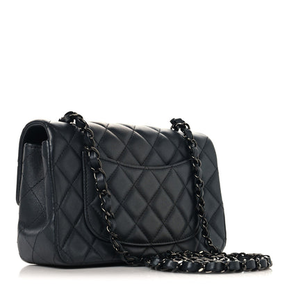 Pearly Lambskin Quilted Mini Rectangular Flap So Black