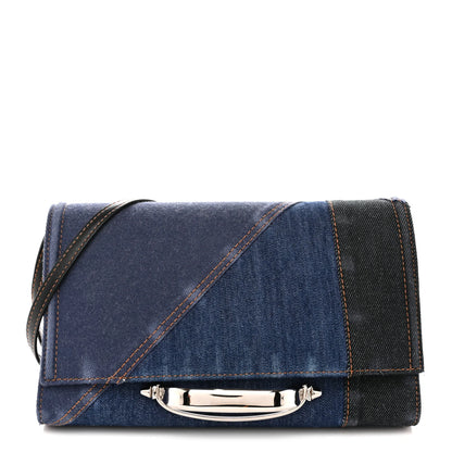 Alexander McQueen Denim Calfskin The Story Shoulder Bag Blue