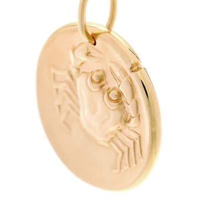 18K Yellow Gold Zodiac Cancer Pendant Necklace