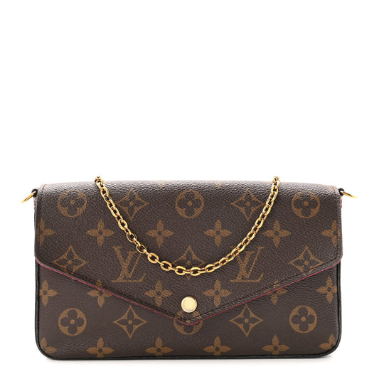 Monogram Pochette Felicie Chain Wallet Fuchsia