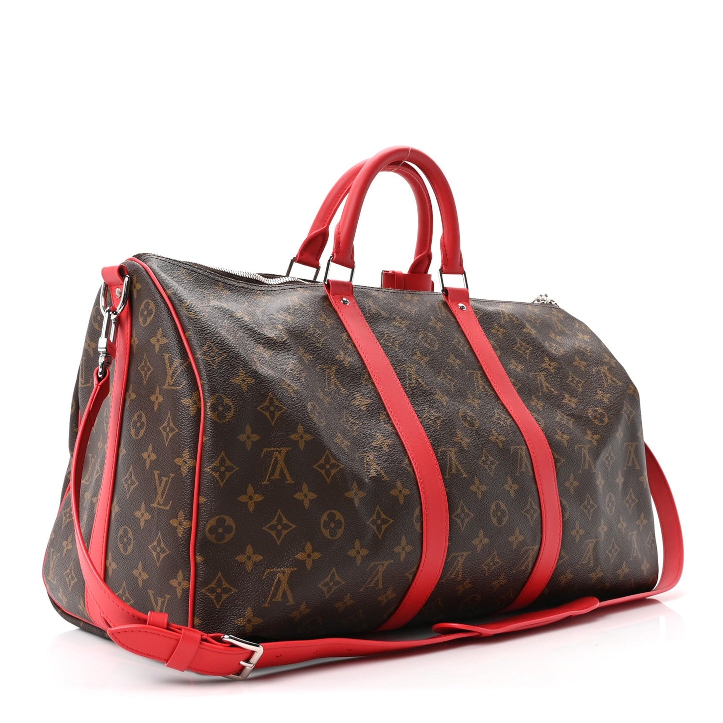 Calfskin Monogram Keepall Bandouliere 50 Coquelicot