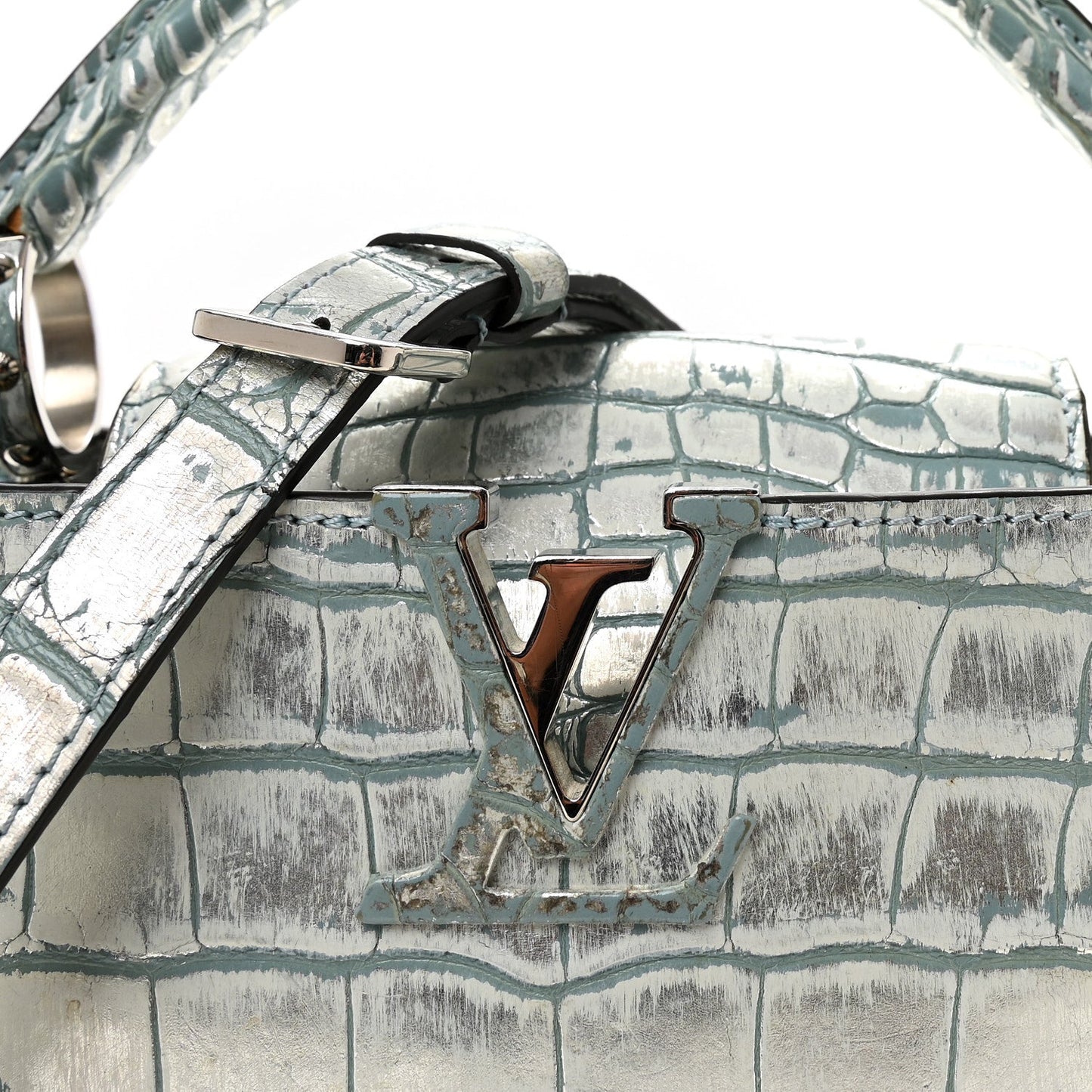 Alligator Capucines BB Blue Silver
