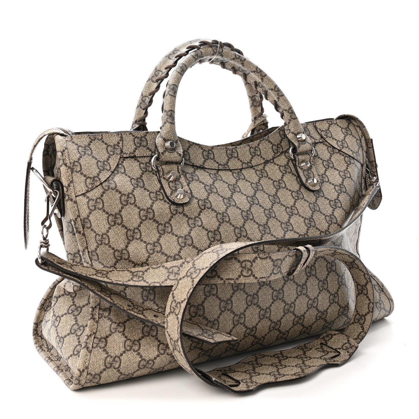 X GUCCI GG Supreme Monogram Neo Classic Silver Hardware City Beige Ebony