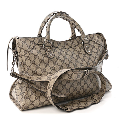 X GUCCI GG Supreme Monogram Neo Classic Silver Hardware City Beige Ebony