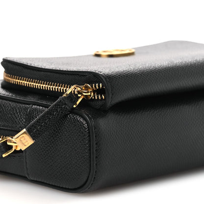 Grained Calfskin Caro Double Pouch Black