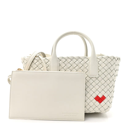 Nappa Intrecciato Mini Heart Cabat White