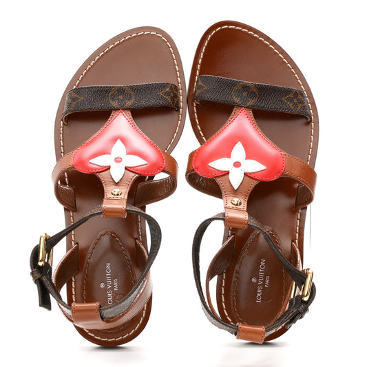 Calfskin Game On Playful Flat Sandals 37.5 Brown