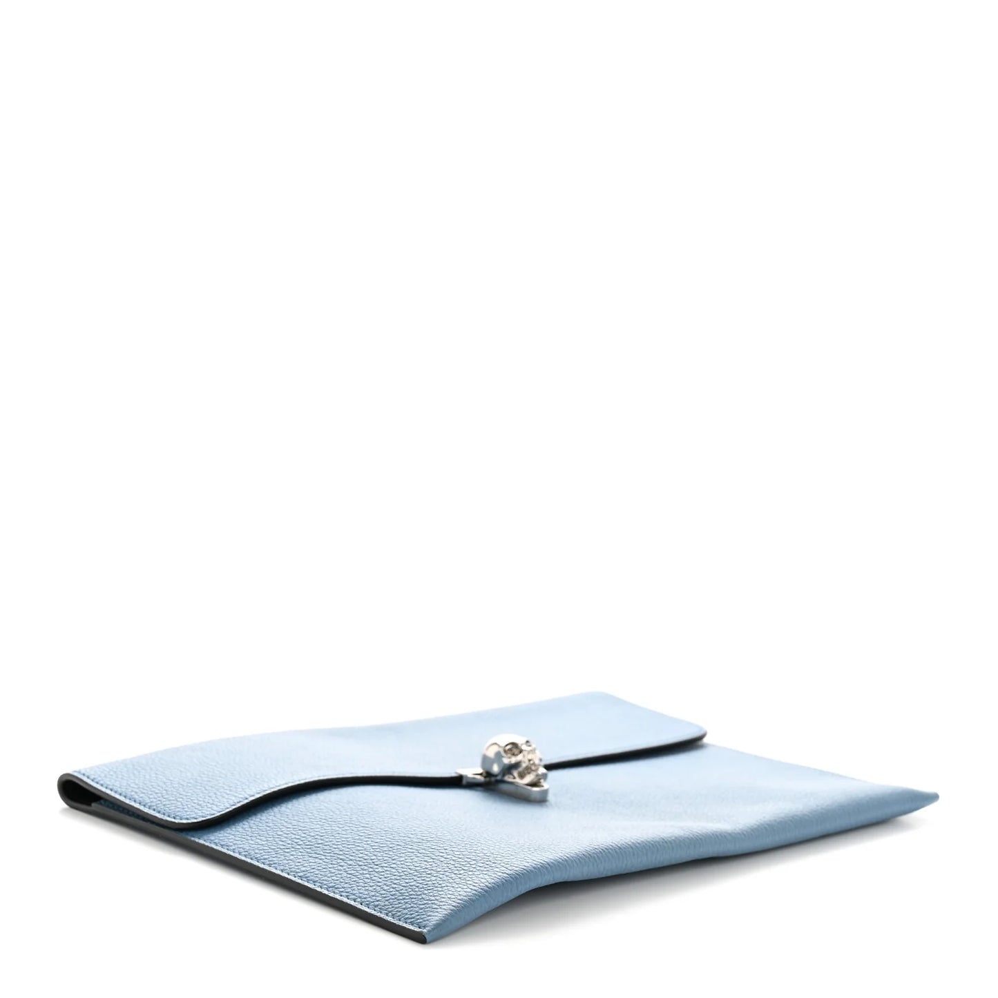 Alexander McQueen Calfskin Skull Envelope Clutch Blue