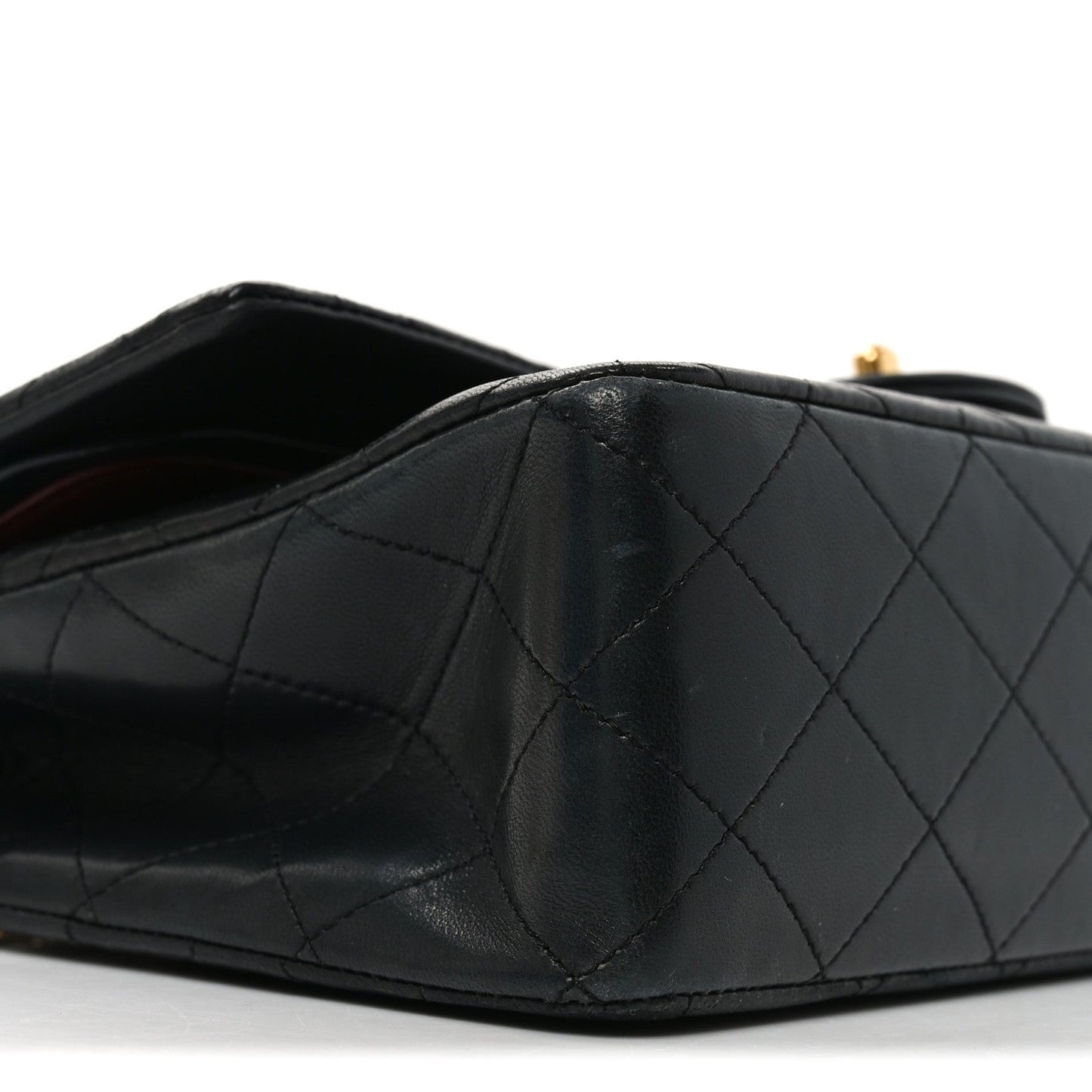Lambskin Quilted Medium Double Flap Black