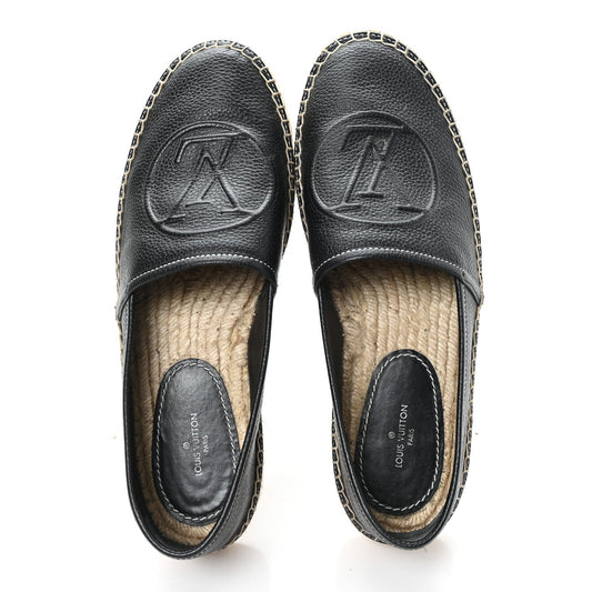 Monogram Calfskin Starboard Espadrille Flats 38 Black