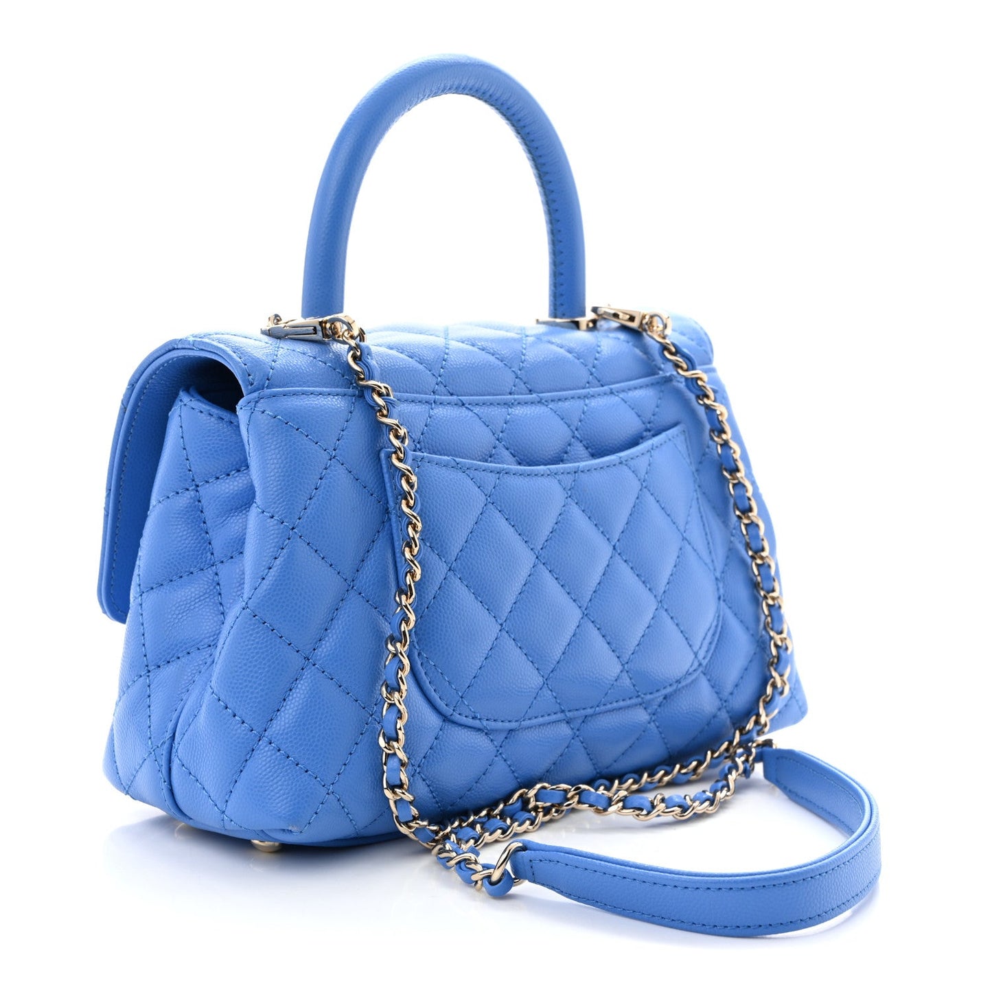 Caviar Quilted Mini Coco Handle Flap Blue