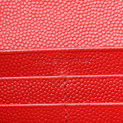 Grain De Poudre Matelasse Chevron Monogram Flap Wallet Red