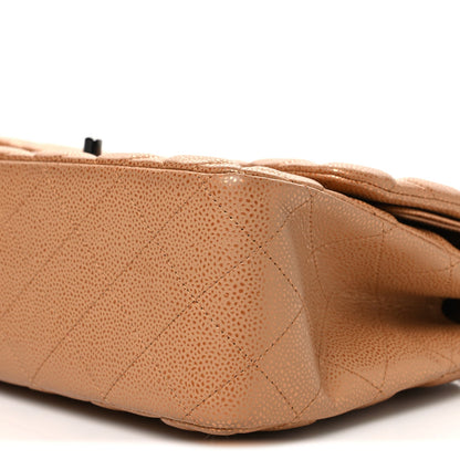 Metallic Caviar Quilted Jumbo Double Flap Copper