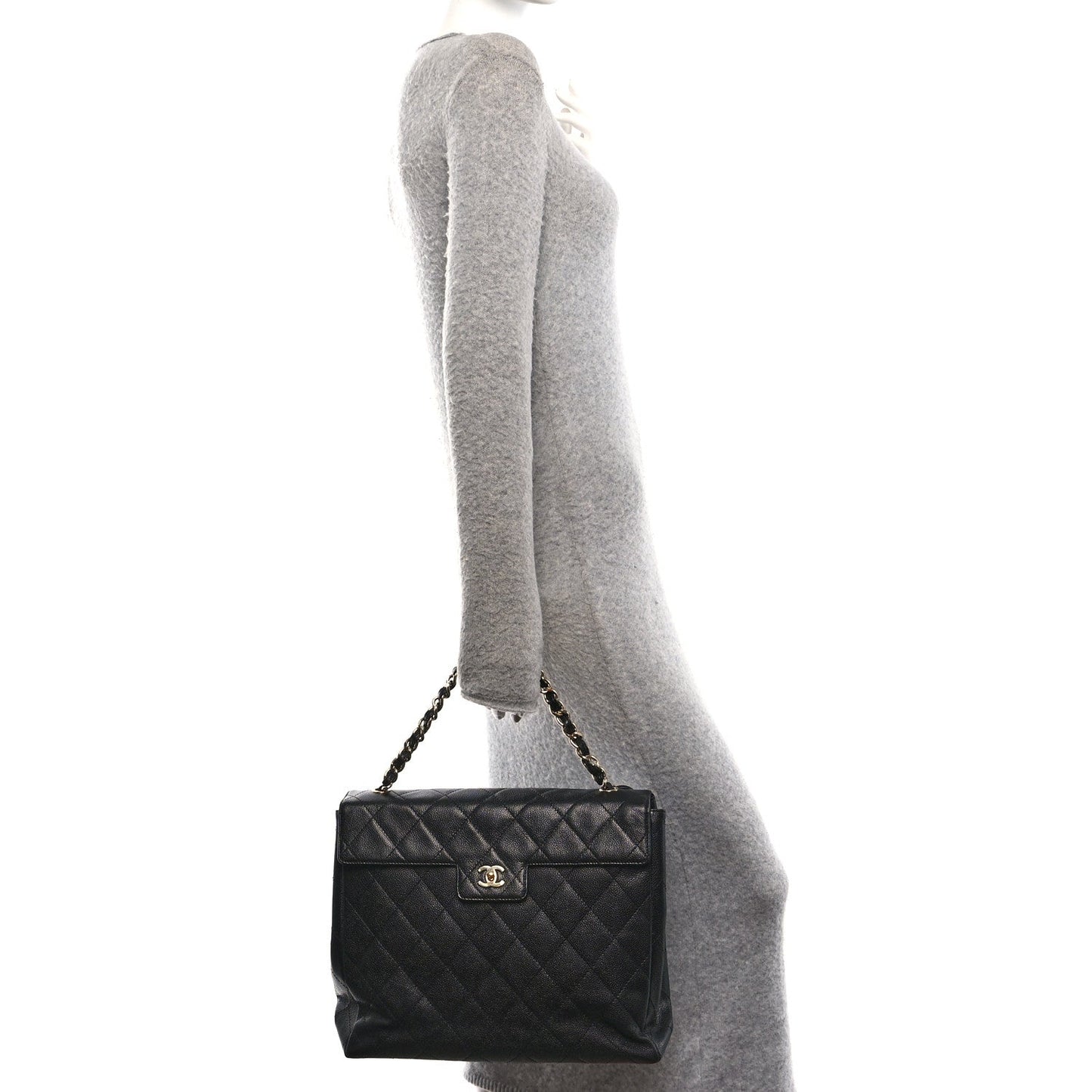 Caviar Quilted Single Flap Black