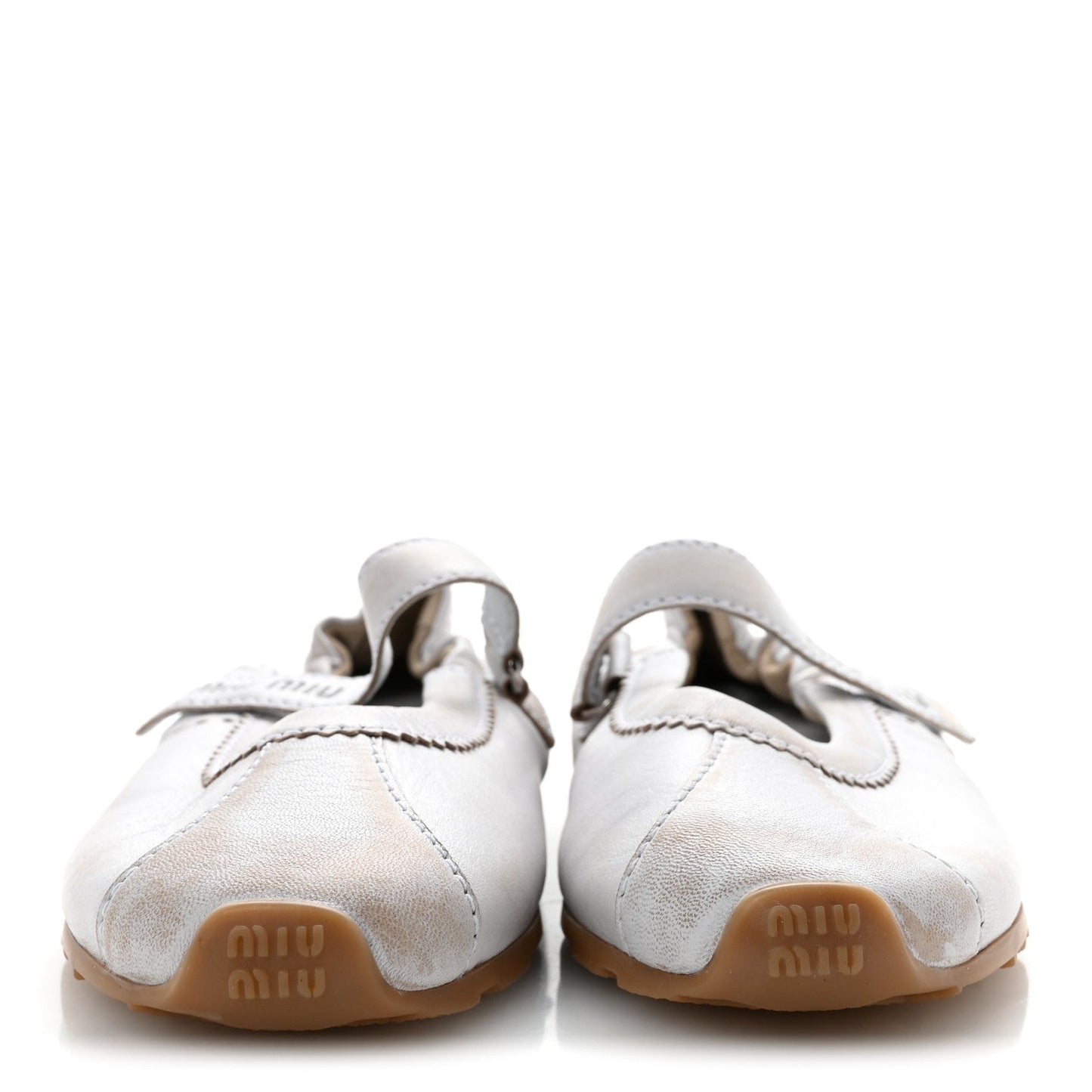 Bleached Nappa Womens Plume Mary Jane Ballerina Sneakers 37.5 Bianco
